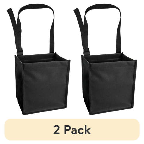 (2 pack) Auto Drive Trash Bin Collapsible Portable Auto Garbage Bag Multipurpose Car Organizer (Black)