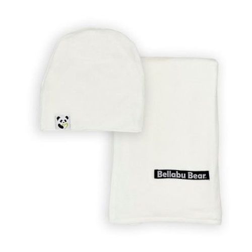 Milk White Bamboo Swaddle & Beanie Set White Newborn