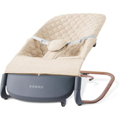 VaVaSoo Electric Baby Rocker to Toddler Chair, Automatic Motion with Smart Touch-Start, 3-Level Recline & 8 Melodies, Portable Infant Seat up to 40lbs, ASTM Certified (Battery Type-C Powered) (Yellow)