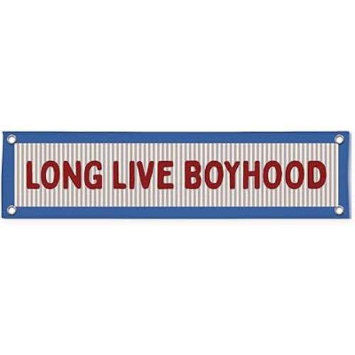 Long Live Boyhood Banner Boy Room Decor, Vintage Boyhood Long Canvas Banner Nursery Playroom Wall Decor for Boys Kids Bedroom Toddler Decorations Teen Boy Room