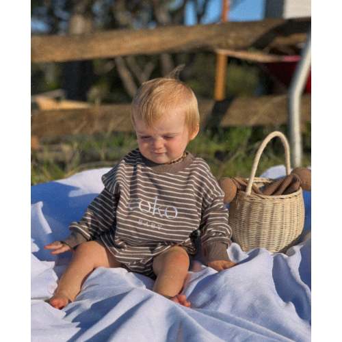 Sailor Romper - Brown Stripe