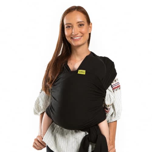 Boba Baby Wrap Carrier - Stretch Cotton Newborn Sling, Black | Breathable, Hands-Free Babywearing Carrier Wrap; ergonomic, secure hold for newborn to toddler 7-35 lbs.