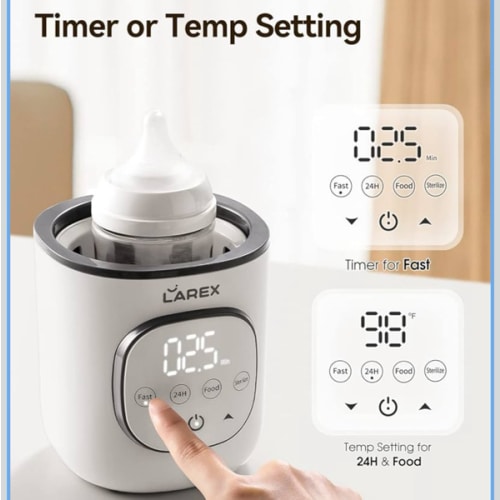 LAREX Bottle Warmer, Fast Baby Bottle Warmer for Breastmilk and Formula, with Timer and Accurate Temp Control, 8 in 1 Baby Milk Warmer BPA Free with Digital Display, Bottle Warmers for All Bottles