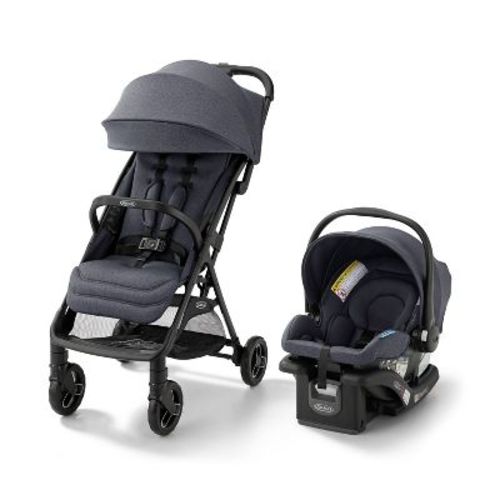 Graco Ready2Jet DLX Travel System - Inkstone: One-Hand Fold, Metal Frame, Canopy, Baby Storage Area