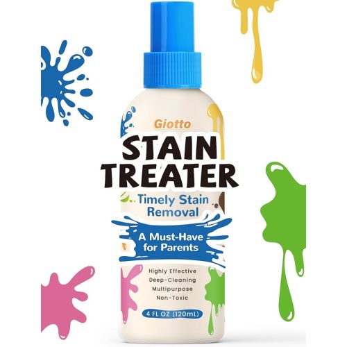 Giotto Enzyme Stain Remover Spray – 4oz Stain Remover for Clothes Laundry – Newborn Baby Stain Treater Spray for Oil, Food, Grease, Blood, Coffee on Fabric & Underwear – Unscented & Travel-Friendly
