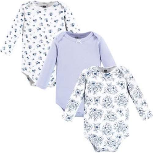 Essential All-Cotton Long-Sleeve Bodysuit Triple Pack, 0-3M