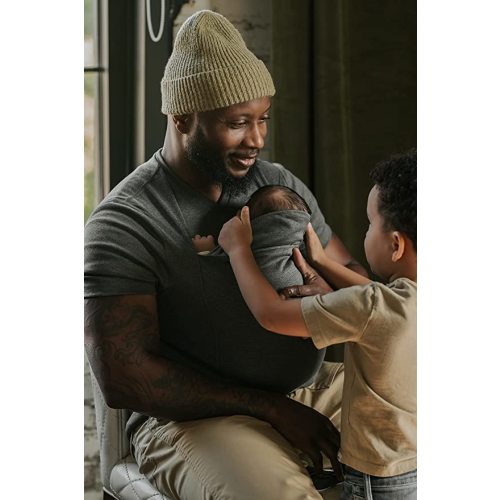 Lalabu Dad Shirt Baby Carrier | The OG Dad Baby Carrier Shirt That Looks Like a Tee | Designed to Help New Dads Bond | Comfortable & Easy to Use Mens Baby Carrier | Simple Gray, 2XL, Short Sleeve