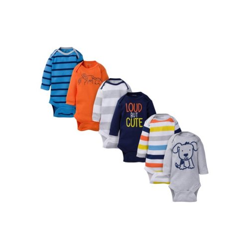 Onesies Brand Baby Boy Long Sleeve Bodysuits Set, 6-Pack