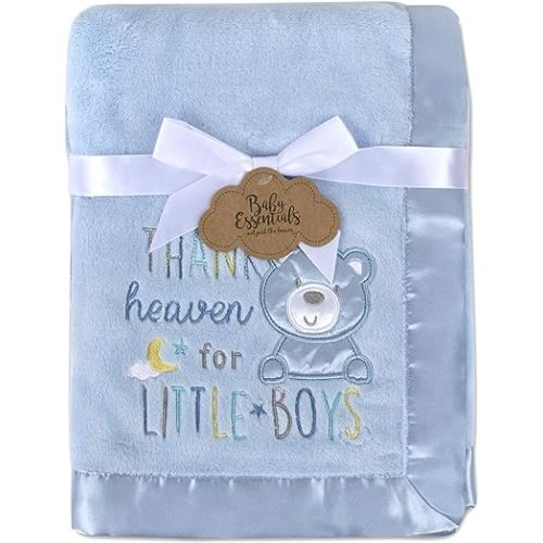 30x40 Fleece Baby Nursery Blanket with Satin Trim for Boys, Girls, and Unknown Gender Baby (Blue)