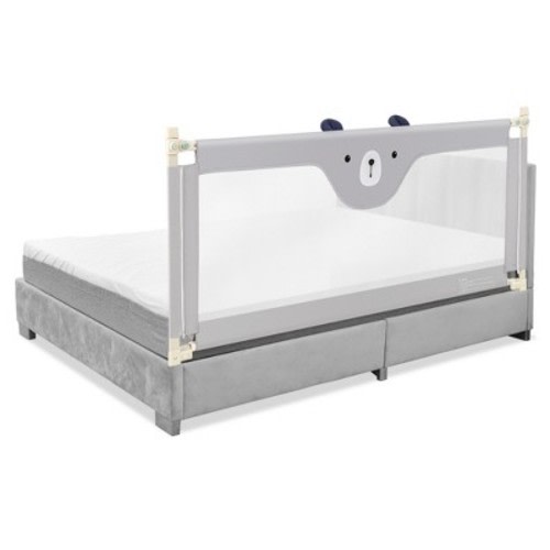 Costway 69'' Bed Rails for Toddlers Vertical Lifting Baby Bedrail Guard with Lock Grey\Blue\Pink, Color: Grey