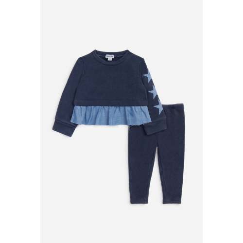 Infant Girl Shining Star Long Sleeve Set - Navy