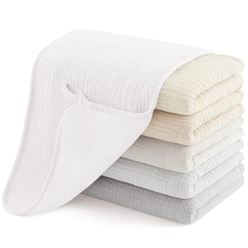 Susurration Muslin Burp Cloths, Soft Baby Burping Cloths for Unisex Boys and Girls, Newborn Essentials Large Extra Absorbent Washcloths, 20x10in, 6 Pack