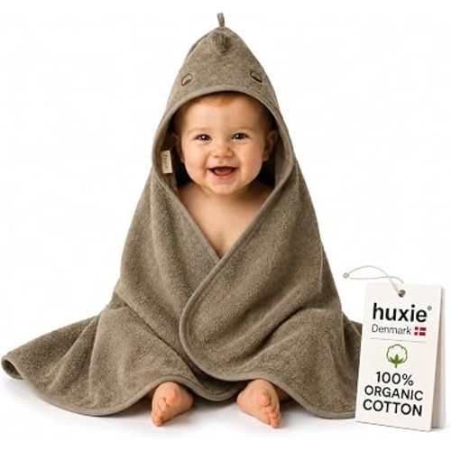 Hooded Baby Towel – 100% Organic Cotton Baby Bath Towels – Baby Boy Newborn Essentials - Super-Soft and Absorbent. (Dino - Green Moss)