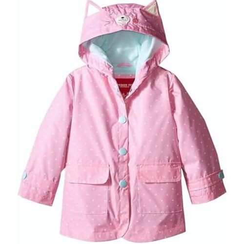 LONDON FOG girls Rainy Day Fun Hooded Rain Jacket Rainslicker