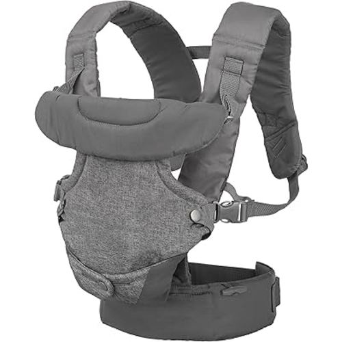 Infantino Flip 4-in-1 Convertible Baby Carrier, Adjustable, Ergonomic Babywearing, Registry Essential, Baby Carrier for Newborn to Toddler, Gray