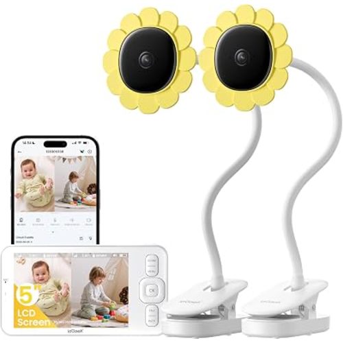 ieGeek Baby Monitor with 2 Cameras, No WiFi 5” Split-Screen&2.4G WiFi App