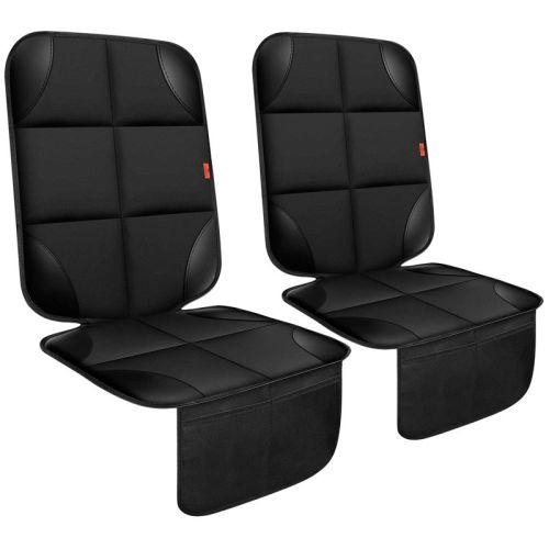 Itopfox Car Seat Protector 2 Pack with Thick Padding, Waterproof 600D Fabric, Non-Slip Backing, Mesh Pockets for Baby and Pet, Universal Fit