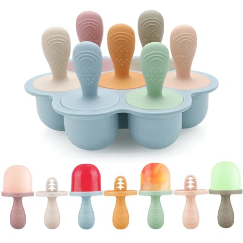 PandaEar Silicone Popsicle Molds for Toddlers, Baby Ice Pop Maker | Mini Breastmilk & Fruit Juice Freezer Mold with 7 Reusable Silicone Sticks, BPA-Free Baby Popsicle Maker for Kids