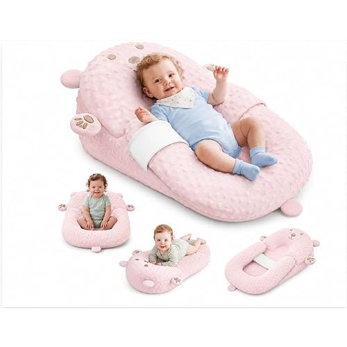 Baby Lounger Pillow, Nursing Pillow & Tummy Time Mat with Washable Cover