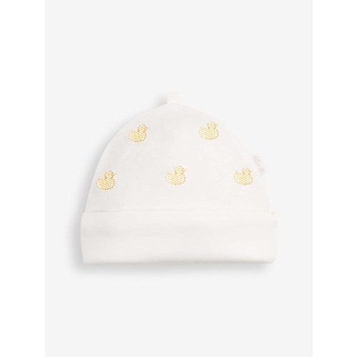 JoJo Maman Bébé Yellow Duck Embroidered Cotton Baby Hat