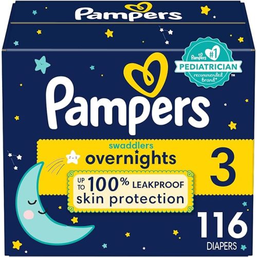 Pampers Swaddlers Overnights Diapers - Size 3, 116 Count, Disposable Baby Diapers, Night Time Skin Protection