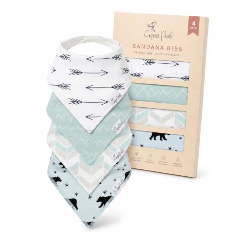 Copper Pearl Baby Bibs 4 Pack & 6 Pack, Bandana Drool Bibs for Baby Girl & Boy, Soft Cotton Bibs for Drooling and Teething