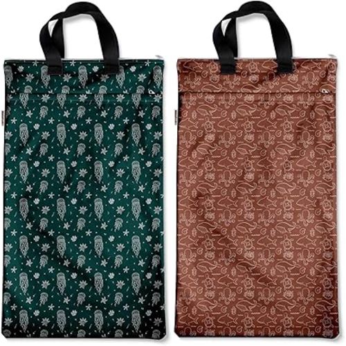 Mama Koala Diaper Pods, Portable Washable Reusable Baby Cloth Diapers Bags, 2pcs Medium Size for Travel Beach Laundry Pool Gym Yoga (W008L)