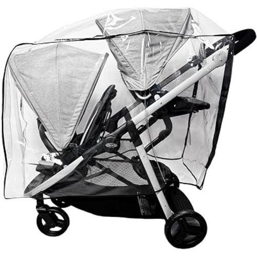 Rain and Wind Cover for Graco Ready2Grow LX 2.0 Double Stroller by SASHA'S - Clear, Ventilation Holes, Maximum Coverage, Made in USA (Stroller not Included)