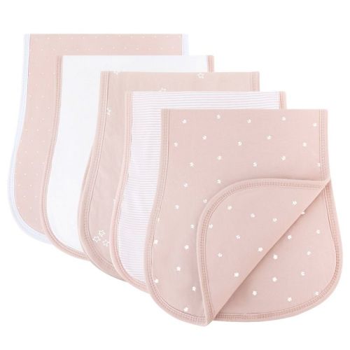 Ely's & Co. Hourglass Shape Fleece Burp Cloths Pink Tulip Collection 5 Piece Set