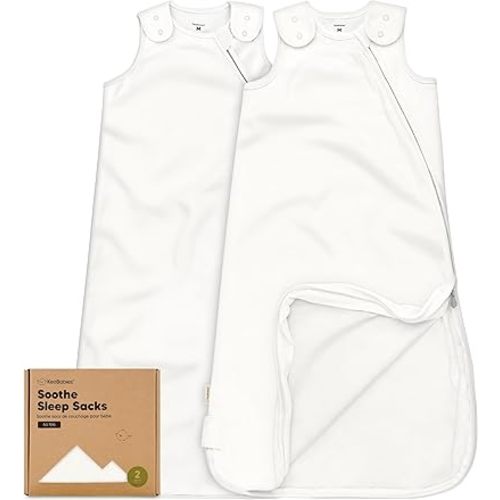 2-Pack Organic Baby Sleep Sacks, 100% Cotton - Soft & Breathable 0.5TOG Baby Wearable Blanket,Toddler Sleeping Sack 6-18 months, Easy to Wear Transitional Swaddles for Newborns,Infants (Soft White, M)