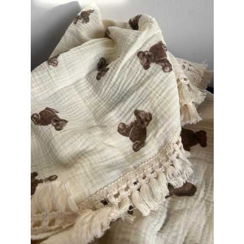 Large Teddy Bear Frlll Muslin Cloth