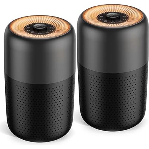 2 Pack YARIKI Air Purifiers for Bedroom Home with Aromatherapy Function,Small Air Purifier with Nightlight Speed Control,24dB Low Noise for Better Sleep,For Pet Room Dorm Kitchen,P60 (Black)