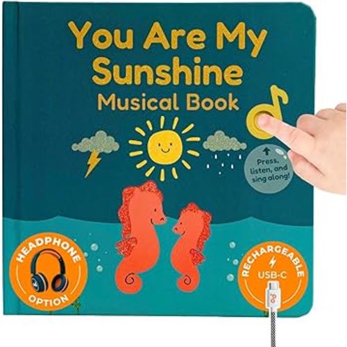 Cali's Books You Are My Sunshine Music Book Toddlers 1-3 Years Old - Nursery Rhymes Musical Book, Headphone Jack, Interactive Baby Sound Book, Singing Toy Children Girls Learning Song Toy Toddler Boys