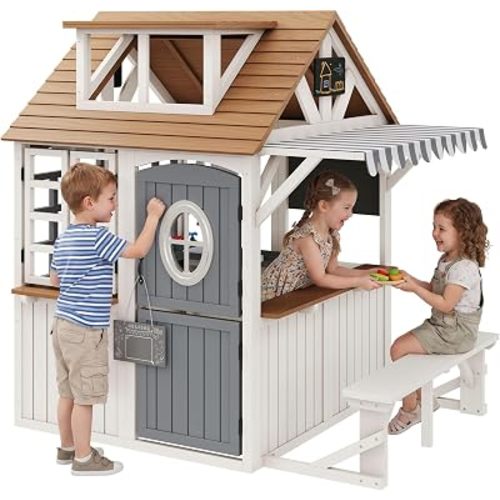 Albott Outdoor Wooden Playhouse for Kids Ages 3–8