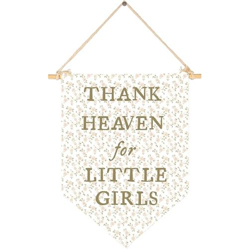 Nursery Playroom Reading Room Bedroom Door Wall Decor Gifts for Girl Kids-Baby,Shower Christmas Gift-Canvas Banner Pennant Prints Poster Flag Sign Wall Art-Thank Heaven for Little Girls