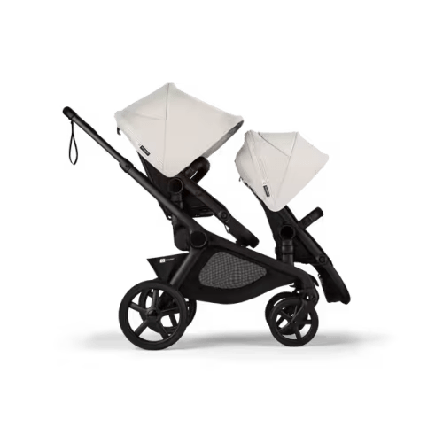 Bugaboo Kangaroo 2-in-1 tandem stroller misty white sun canopy, midnight black fabrics, black base | Bugaboo