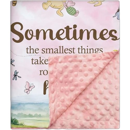 Sirjiera Baby Blanket for Baby Girls, Nursery Blanket with Double Layer Dotted Backing, Pink Printed Bed Throw Blanket, for Baby Shower Birthday 30 * 40IN