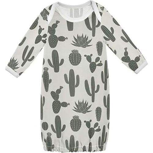 Baby Girls Boys Sleeper Gown Cotton Nightgown Long Sleeve, Baby Nightdress Sleeping Clothes for Newborn 0-12 Month