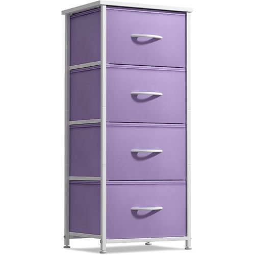 Sorbus Dresser Storage Tower, Organizer Drawers for Closet Boys & Girls Bedroom, Bedside Furniture, Chest for Home, College Dorm, Steel Frame, Wood Top, Fabric Bins (Purple)
