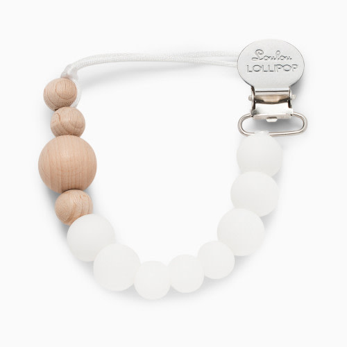 Loulou Lollipop Colorblock Wood & Silicone Pacifier Clip - White