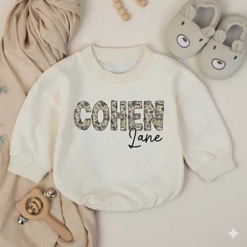 Customized Camo Southern Boy Bubble Romper, Duck Hunting Baby Outfit, Rustic Toddler Boy Clothes, Southern Baby Shirt,Outdoor Infant Clothes