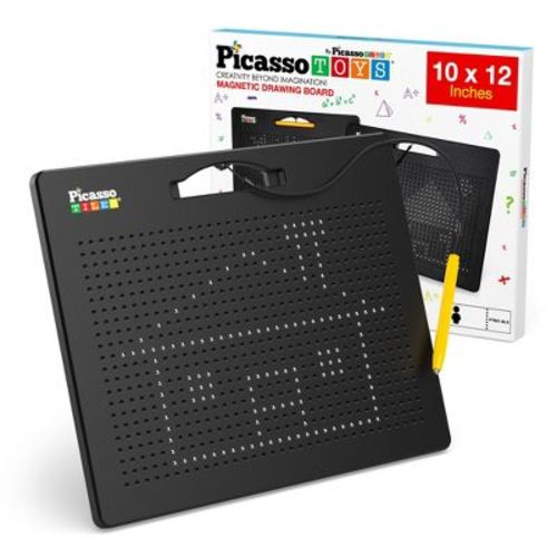 PICASSO-TILES Magnetic Drawing Board 748 Beads Pad, 12x10 Inch Reusable Erasable STEM Writing Toy, Educational Tablet for Toddlers Kids