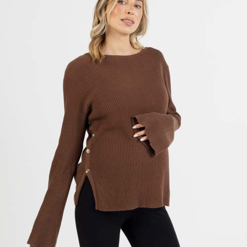 Arial Maternity Oversized Luxury Knit Nursing Jumper in Chocolate – Angel Maternity USA