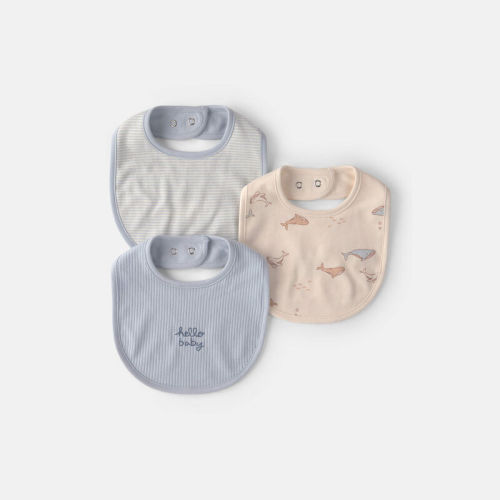 Baby 3-Pack Whale Bibs - Blue/Ivory | Carter’s Oshkosh Canada
