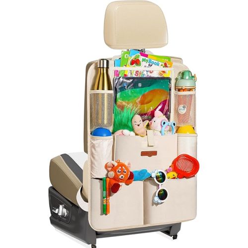 SURDOCA Upgraded Car Organizer with 11-in Touch Screen Tablet Holder, Backseat Organizer with 8 Pockets, Car Seat Protector Road Trip Essentials for Kids