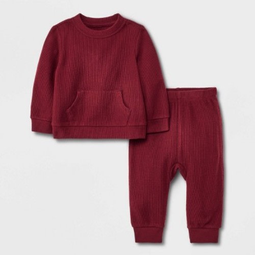 Baby 2pc Cozy Thermal Kangaroo Top & Bottom Set - Cat & Jack™ 0-3 months