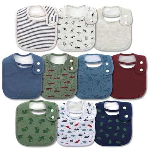 Hakochia Waterproof Baby Bibs Organic Cotton Super Soft and Absorbent With Adjustable Snap for Baby Boys and Girls