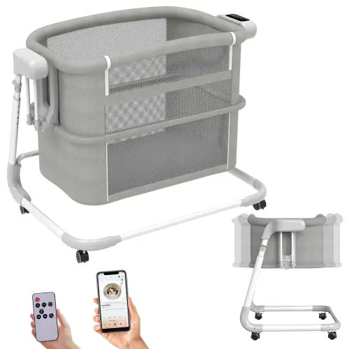 Rocking Bassinet for Baby, Electric Baby Bassinet Automatic 5 Rocking Motion Bassinet Bedside Sleeper forNewbor, Auto Rolling Baby Cradle 4 Height Adjustable with 12 Lullabies - TikTok Shop