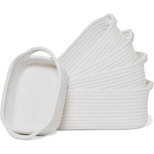 Storage Basket Set – 5-Piece Baskets for Organizing Home, Shelves, Nursery, Bathroom, Dog Toys, Small to Large Decorative Baskets – Off White