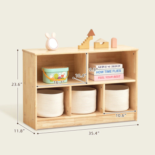 Latitude Run® Rubber Wood 5-compartment Montessori Shelf, 35.4"l & Reviews | Wayfair